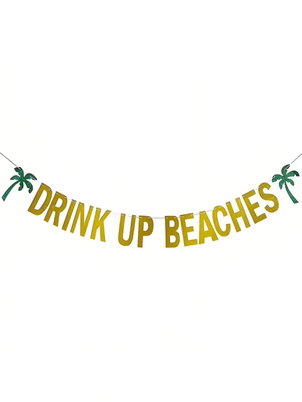 1pc Hawaiian Luau Party Banner | Tropical Coconut Tree & Pineapple Drink Design | Decorative Set For Beach Parties, Summer Celebrations & Tropical Events