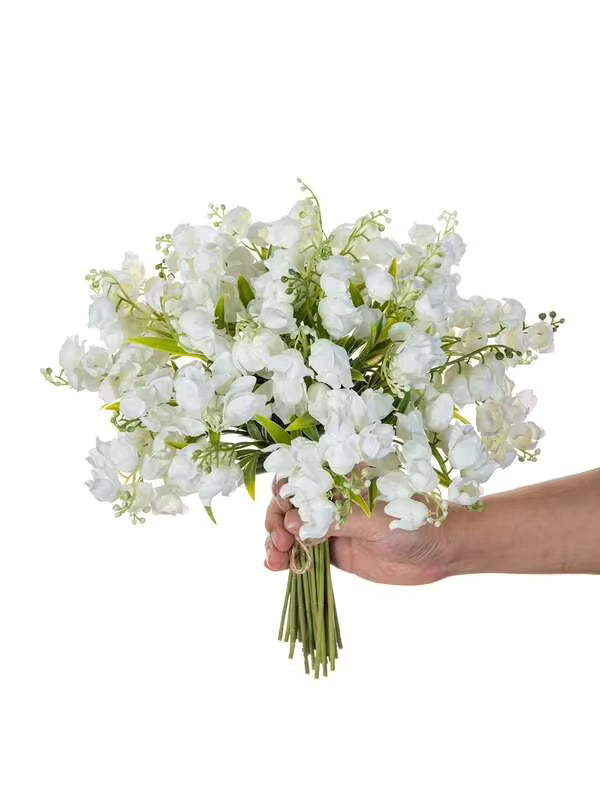 6/12pcs Artificial Lily Of The Valley Purple Bell Flower, Silk Flower Bouquet For Wedding Centerpiece, Home Garden Party Decor (Plastic Material, Easy To Tear If Pulled Strongly)